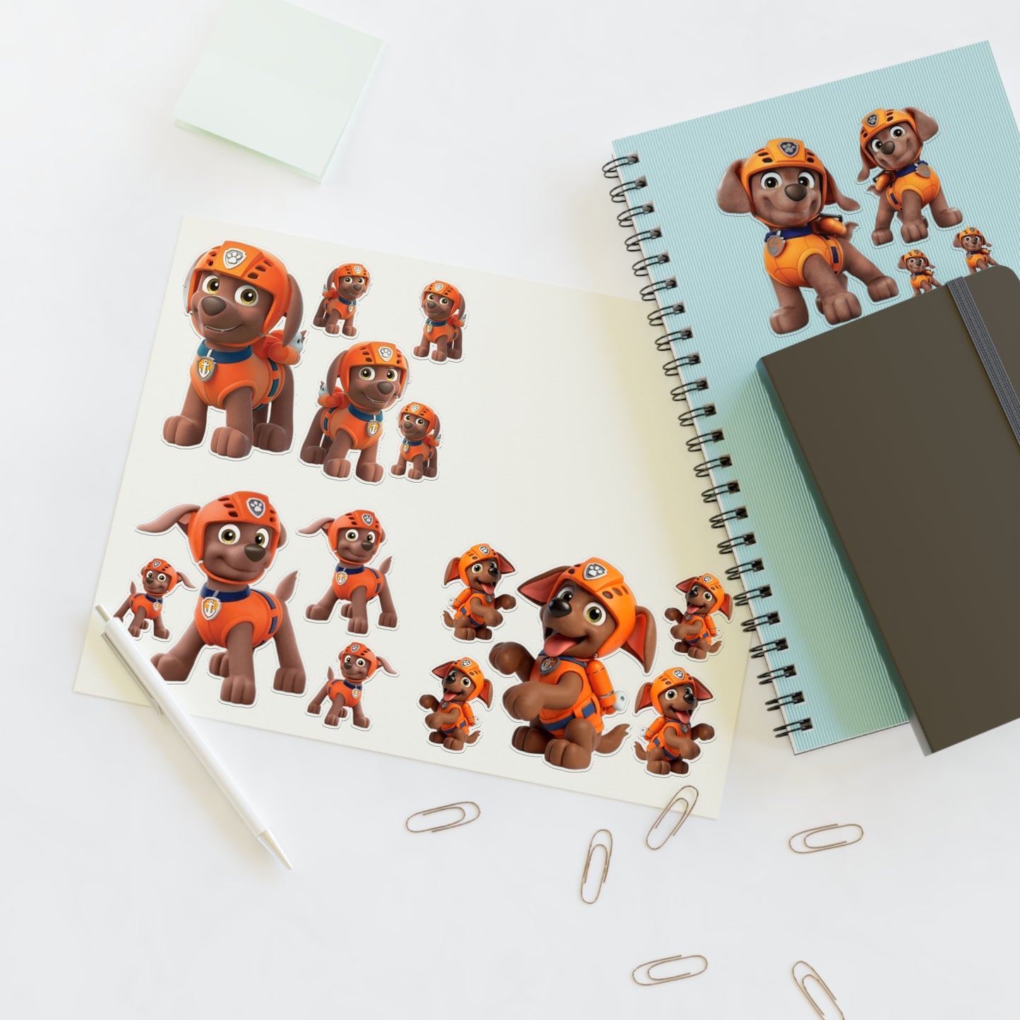 Paw Patrol Zuma Sticker Sheet — Cute Rescue Dog Character Stickers for Kids' Crafts & Party Favors