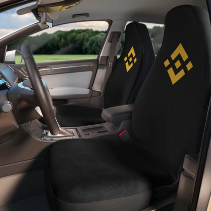 Binance Logo Black Polyester Car Seat Covers — Crypto-Themed Front Seat Protectors