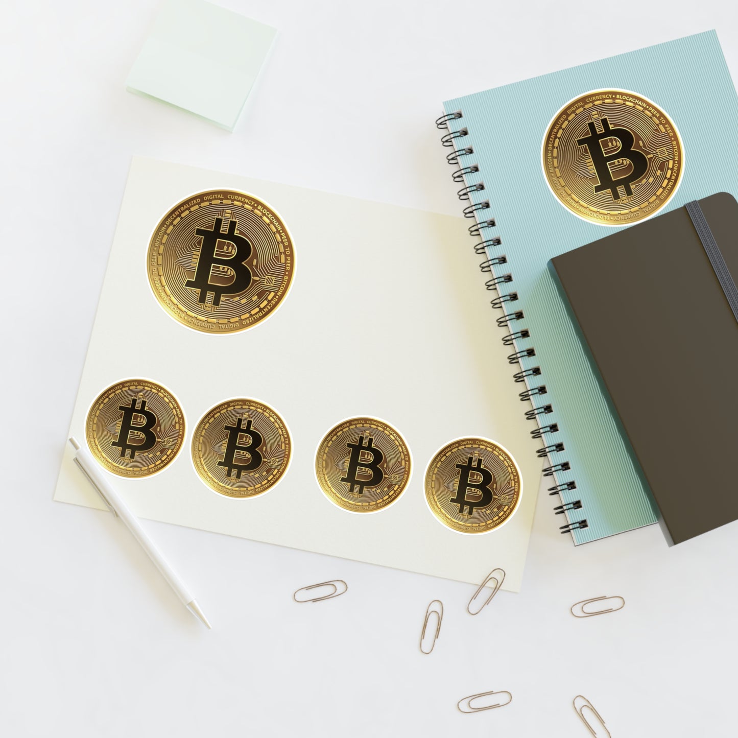 Bitcoin Coin Sticker Sheet — Gold Crypto Decal Set