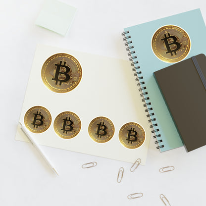 Bitcoin Coin Sticker Sheet — Gold Crypto Decal Set