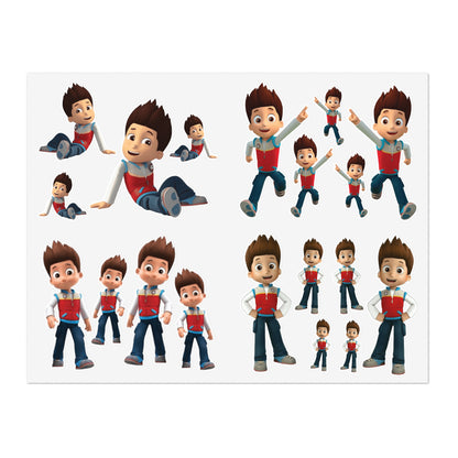 Cartoon Boy Character Sticker Sheet – Playful Kids Decorative Decals