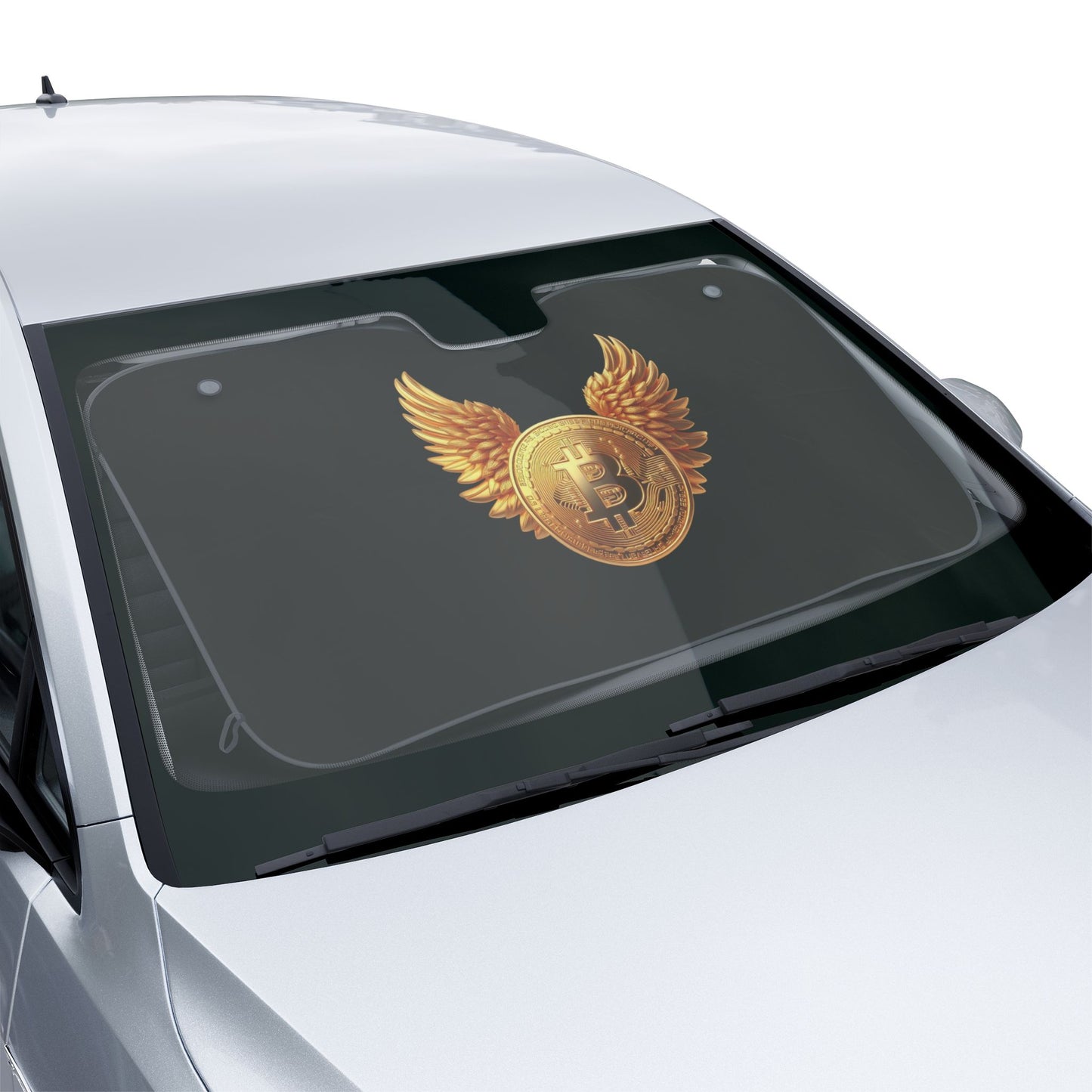 Bitcoin Wing Emblem Car Sun Shade — UV Protector for Crypto Enthusiasts
