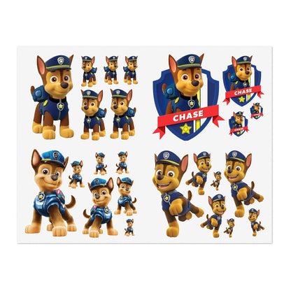 Chase Police Pup Sticker Sheet — Kids Character Sticker Pack