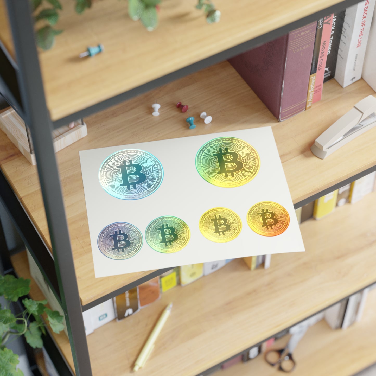 Bitcoin Coin Sticker Sheet — Gold Crypto Decal Set