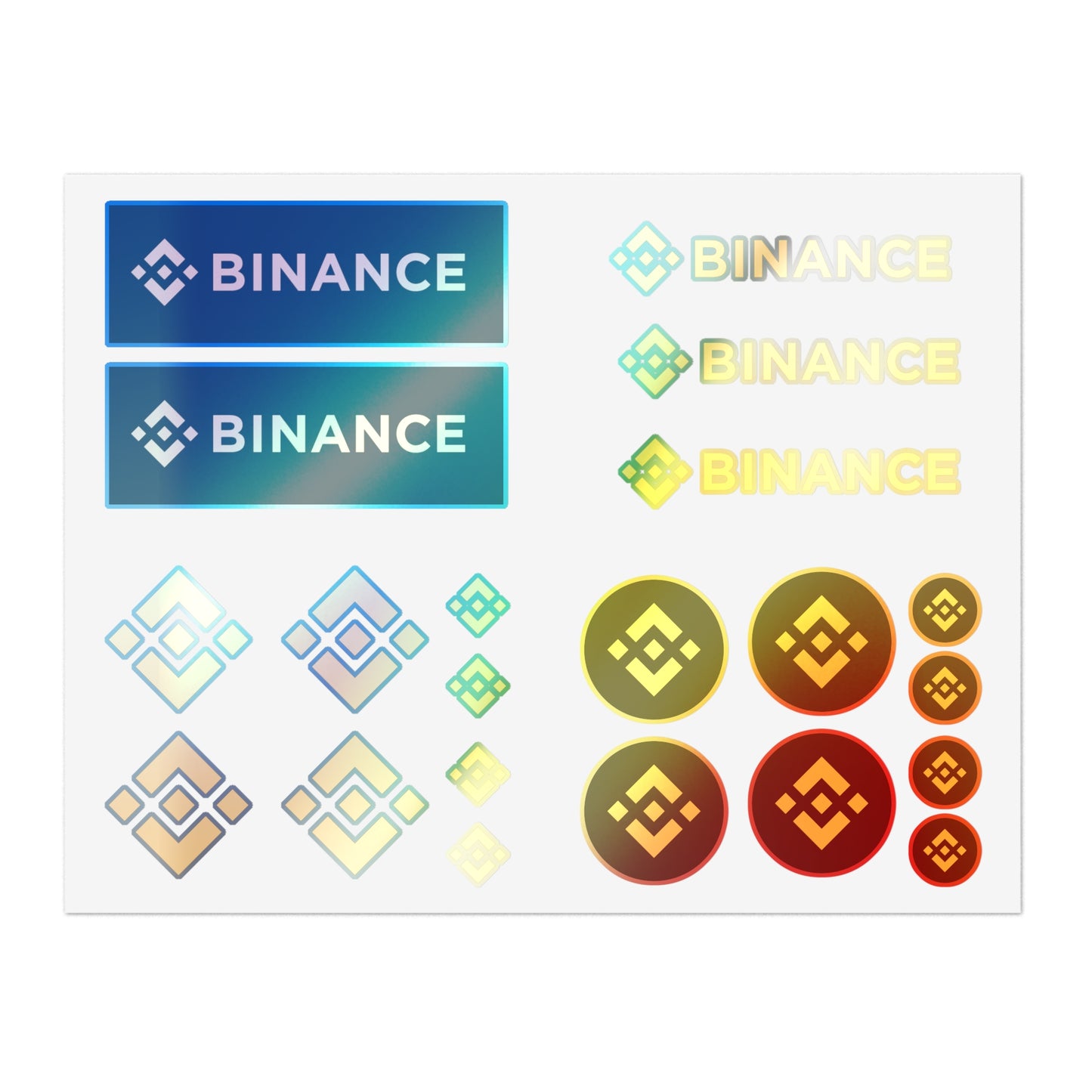 Binance Crypto Logo Sticker Sheet — Cryptocurrency Decal Pack