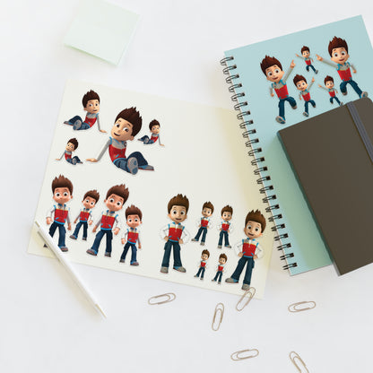 Cartoon Boy Character Sticker Sheet – Playful Kids Decorative Decals