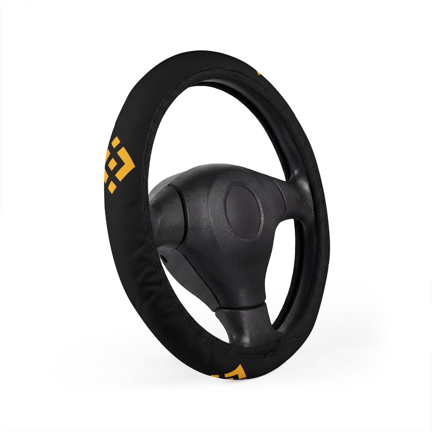 Crypto Trading Steering Wheel Cover – Binance Logo Design, Durable Leather, Comfortable Grip