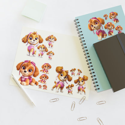 Paw Patrol Skye Sticker Sheet — Cute Dog Character Decals for Kids, Planners & Scrapbooking