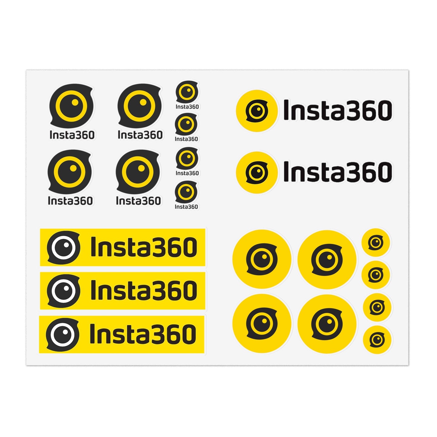 Insta360 Logo Sticker Sheet — Yellow Camera Decal Set