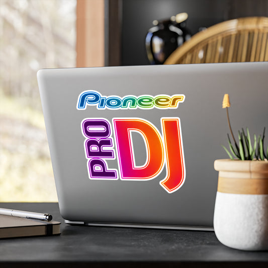 Pro DJ Vinyl  Sticker — Colorful Pioneer Logo Laptop Decal