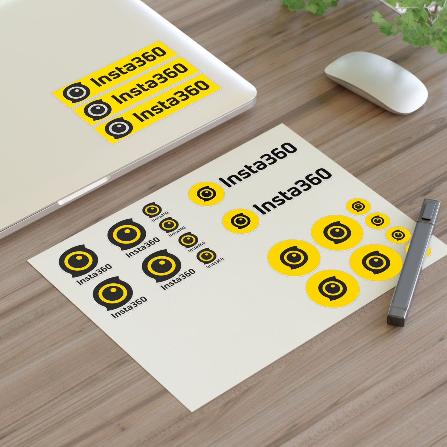 Insta360 Logo Sticker Sheet — Yellow Camera Decal Set