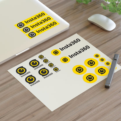 Insta360 Logo Sticker Sheet — Yellow Camera Decal Set
