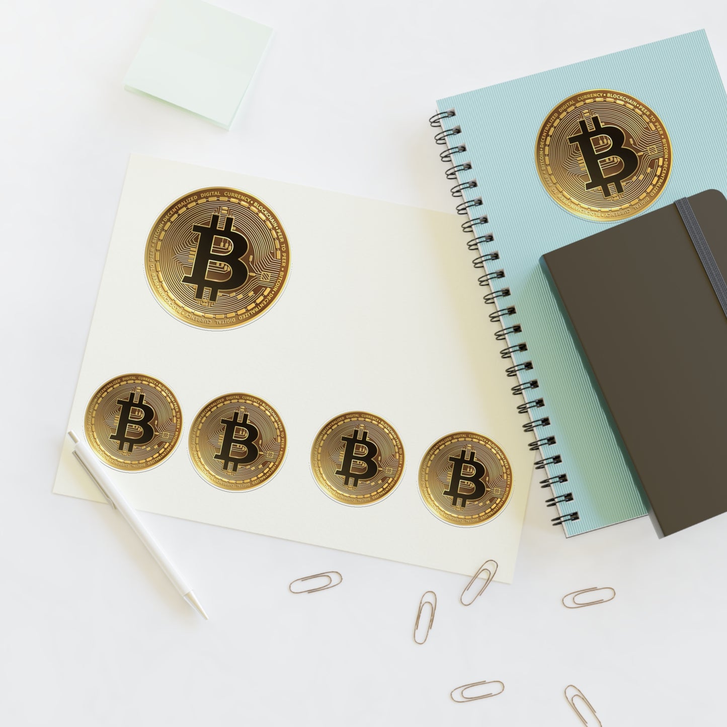 Bitcoin Coin Sticker Sheet — Gold Crypto Decal Set