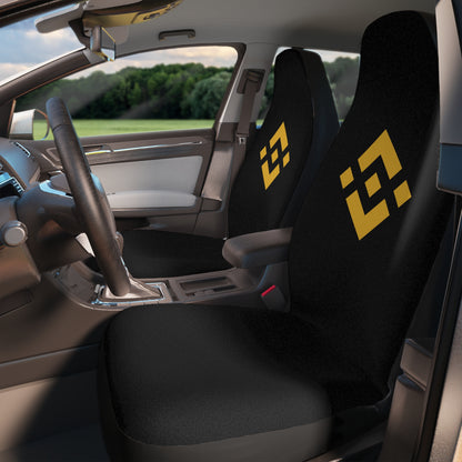 Binance Car Seat Covers — Black Auto Seat Covers with Gold Binance Logo