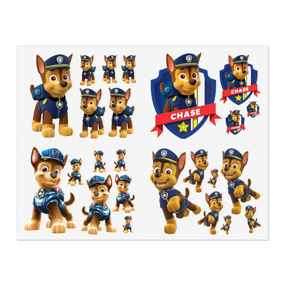 Chase Police Pup Sticker Sheet — Kids Character Sticker Pack
