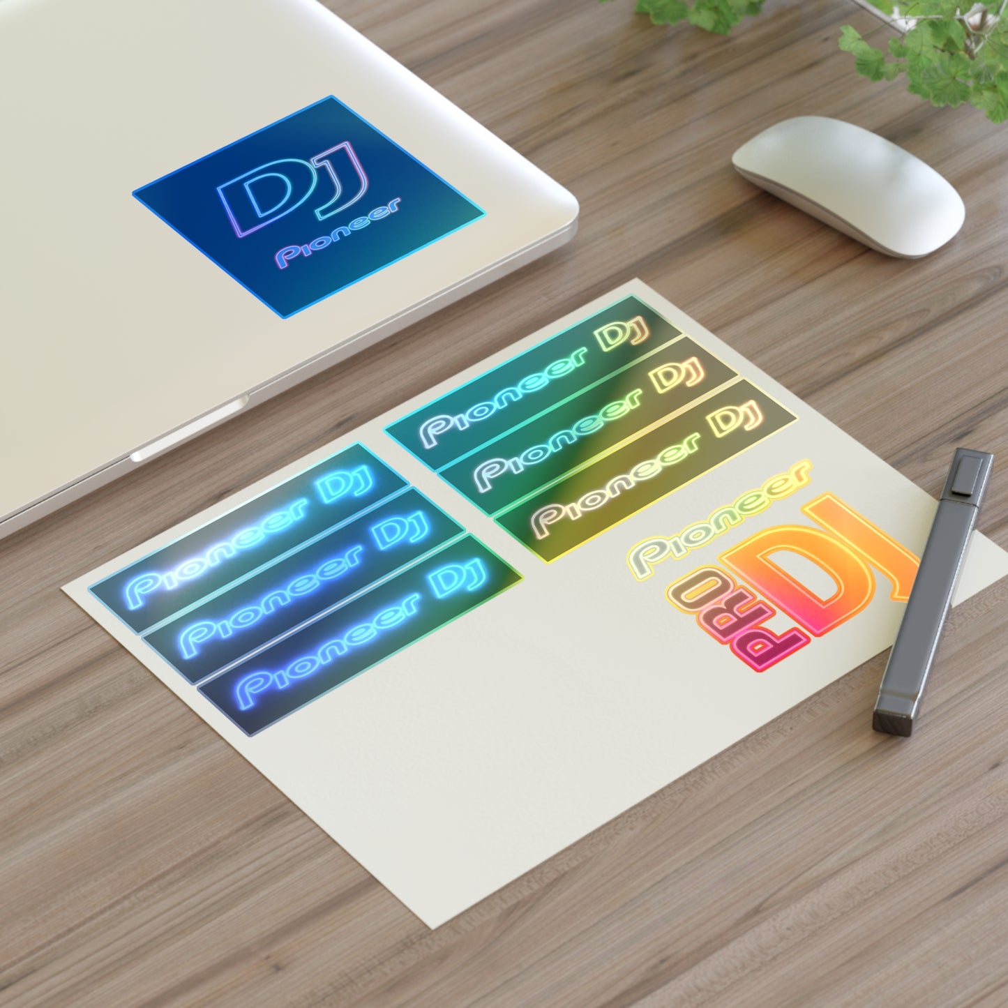 Pioneer DJ Neon Logo Sticker Sheet — Pro DJ Vinyl Decals