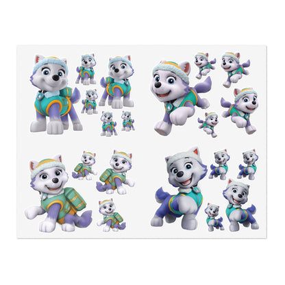Paw patrol Sticker Sheet — Cute Winter Husky Stickers for Kids, Planners & Scrapbooking