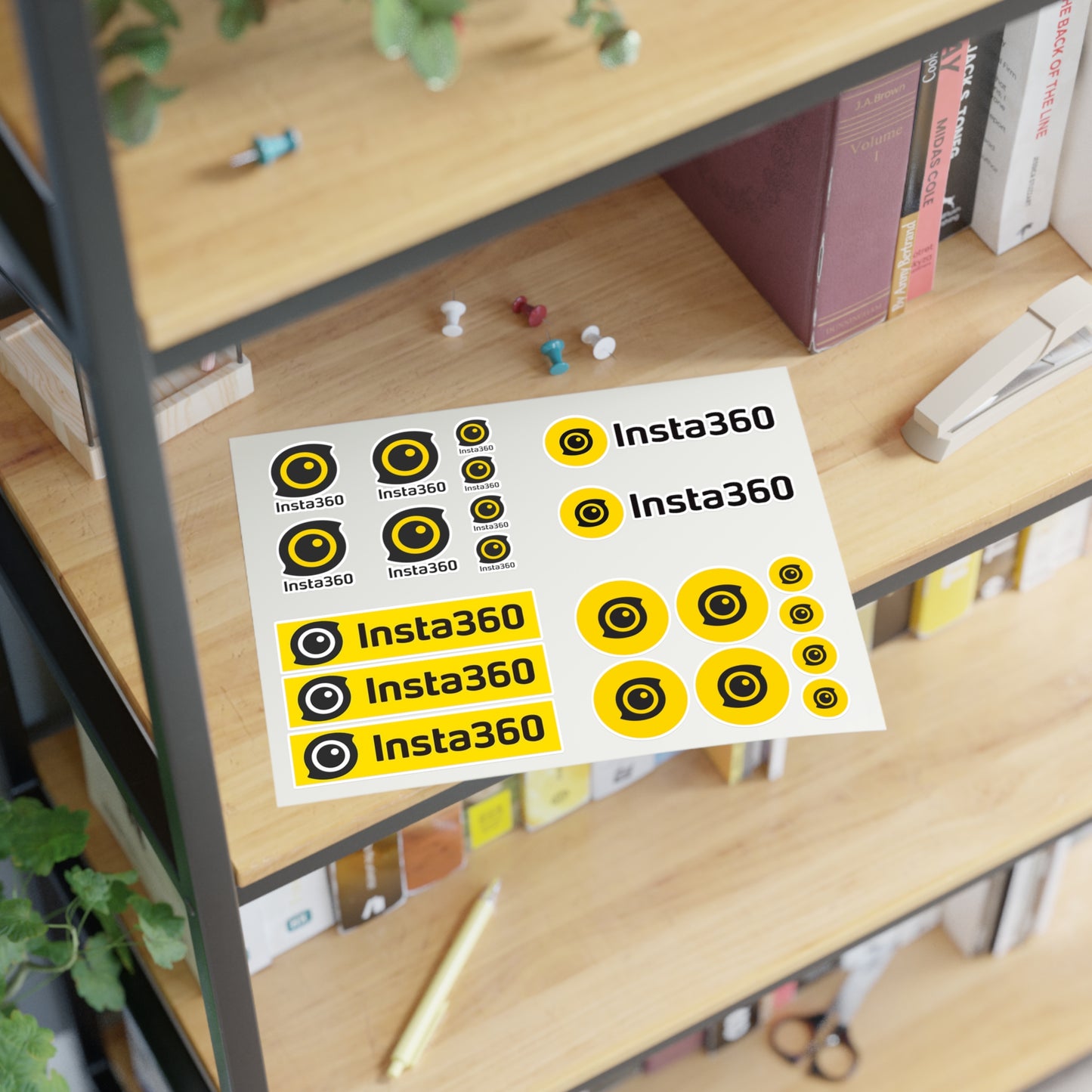 Insta360 Logo Sticker Sheet — Yellow Camera Decal Set