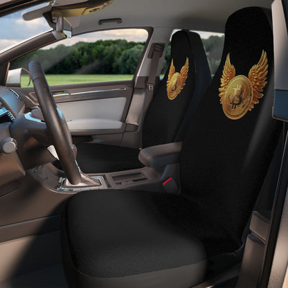 Bitcoin Wings Car Seat Covers — Black Crypto Emblem Auto Seat Protector