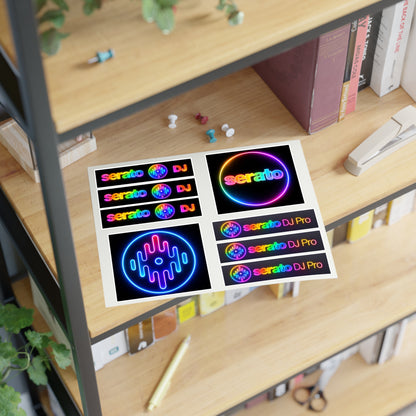 Serato DJ Neon Logo Sticker Sheet — Rainbow DJ Equipment Decals