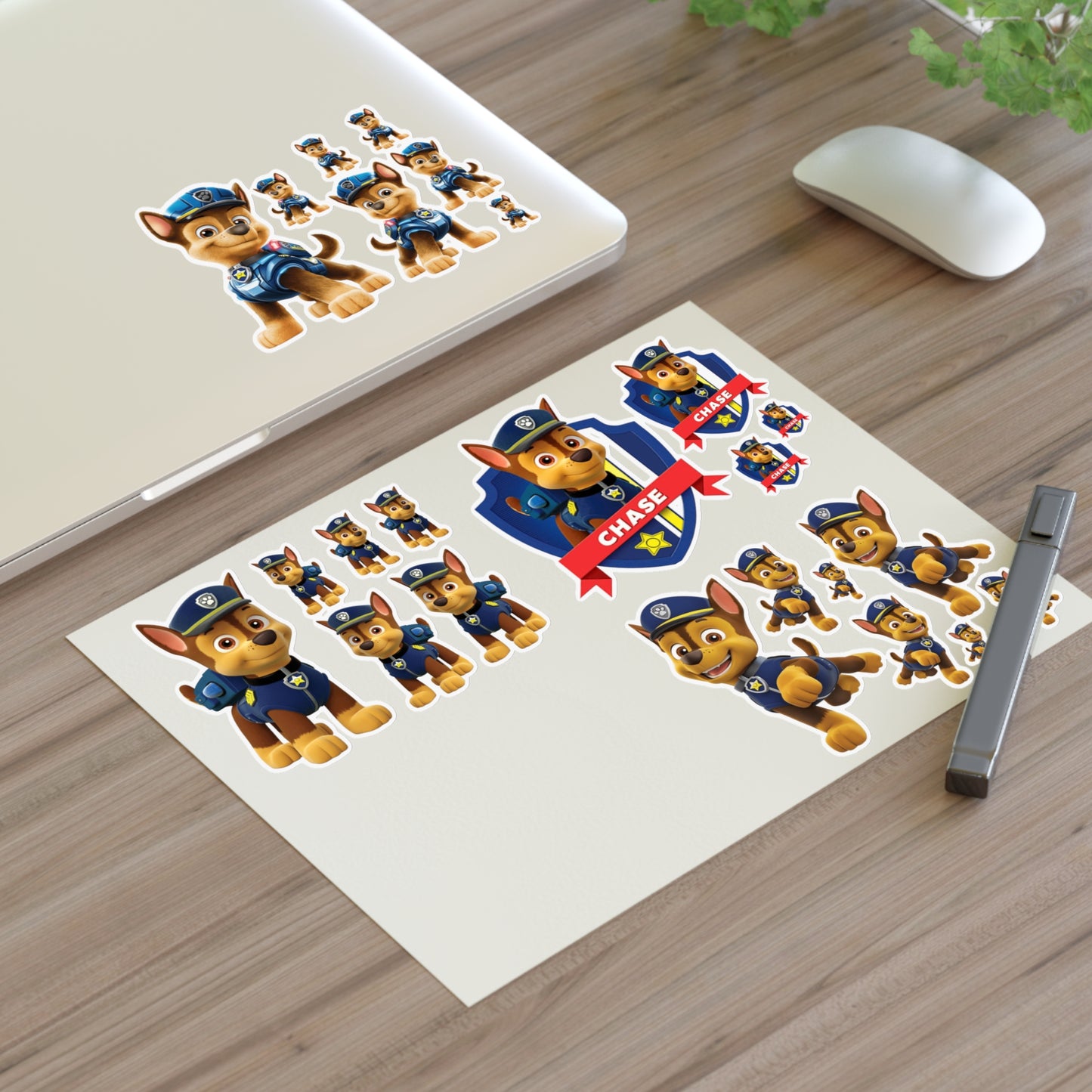 Chase Police Pup Sticker Sheet — Kids Character Sticker Pack