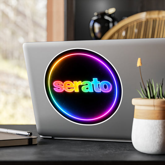 Serato Rainbow Neon Circle Sticker — Vinyl Kiss-Cut Laptop Decal