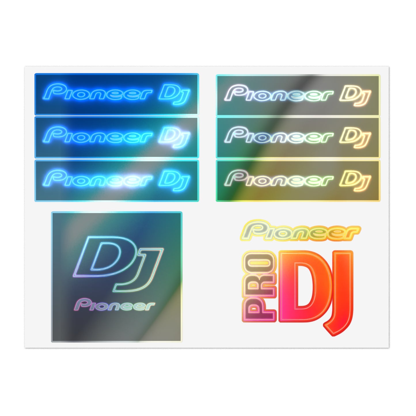 Pioneer DJ Neon Logo Sticker Sheet — Pro DJ Vinyl Decals