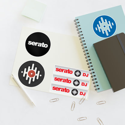 Serato DJ Logo Sticker Sheet — Vinyl Music Producer Decals (Record & Wave Icons)