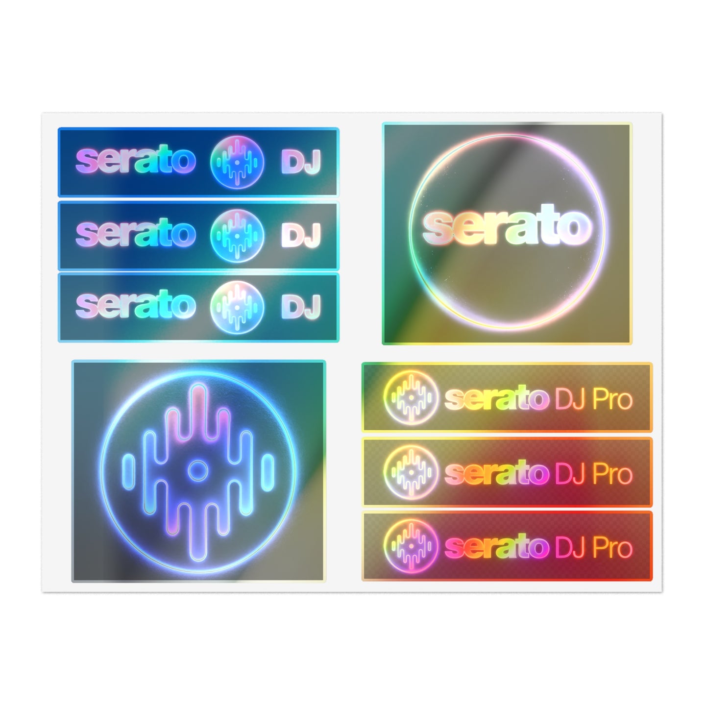 Serato DJ Neon Logo Sticker Sheet — Rainbow DJ Equipment Decals