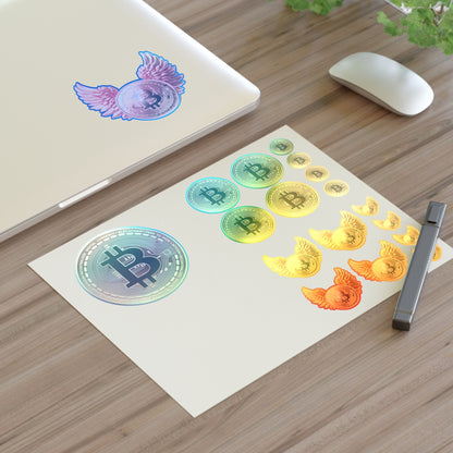 Bitcoin Coin Sticker Sheet — Gold Crypto Decals (Winged & Round Designs)