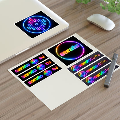 Serato DJ Neon Logo Sticker Sheet — Rainbow DJ Equipment Decals