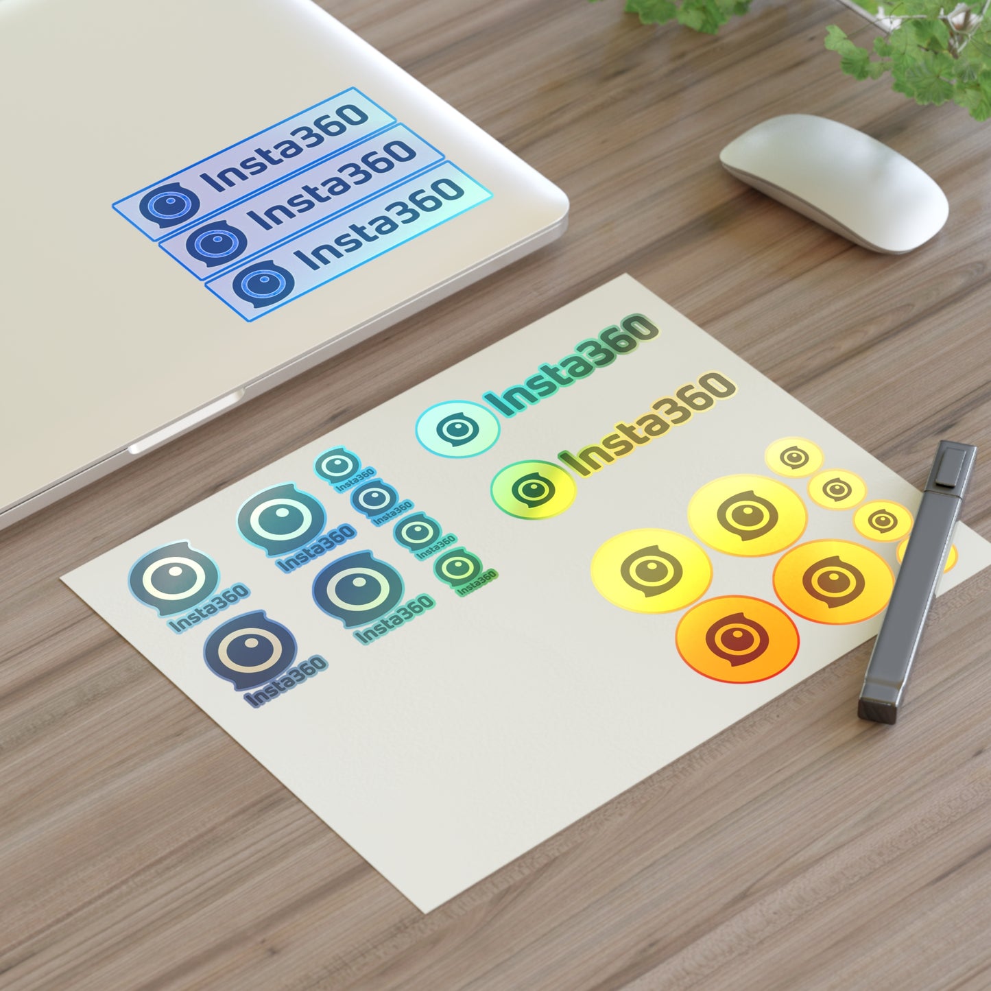 Insta360 Logo Sticker Sheet — Yellow Camera Decal Set