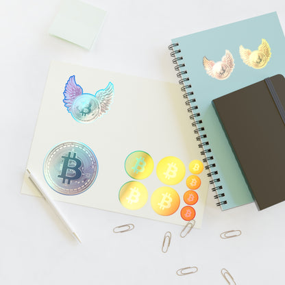 Bitcoin Sticker Sheet — Crypto Coin & Winged BTC Decal Set