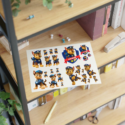Chase Police Pup Sticker Sheet — Kids Character Sticker Pack