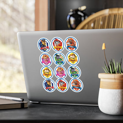 Paw Patrol Character Vinyl Stickers — Round Kiss-Cut Badge Pack (Chase, Marshall, Skye & More)