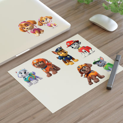 Paw Patrol Character Sticker Sheet — Kids Cartoon Rescue Pup Stickers