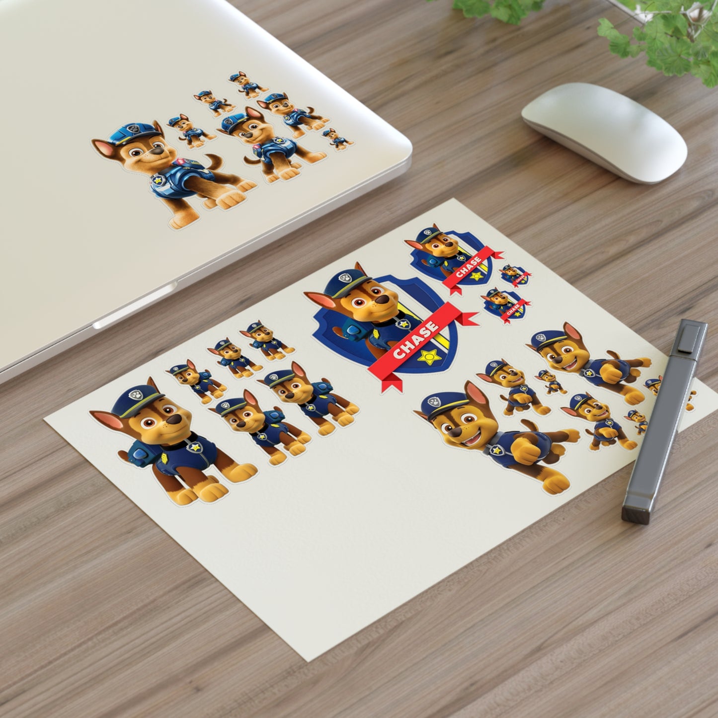 Chase Police Pup Sticker Sheet — Kids Character Sticker Pack