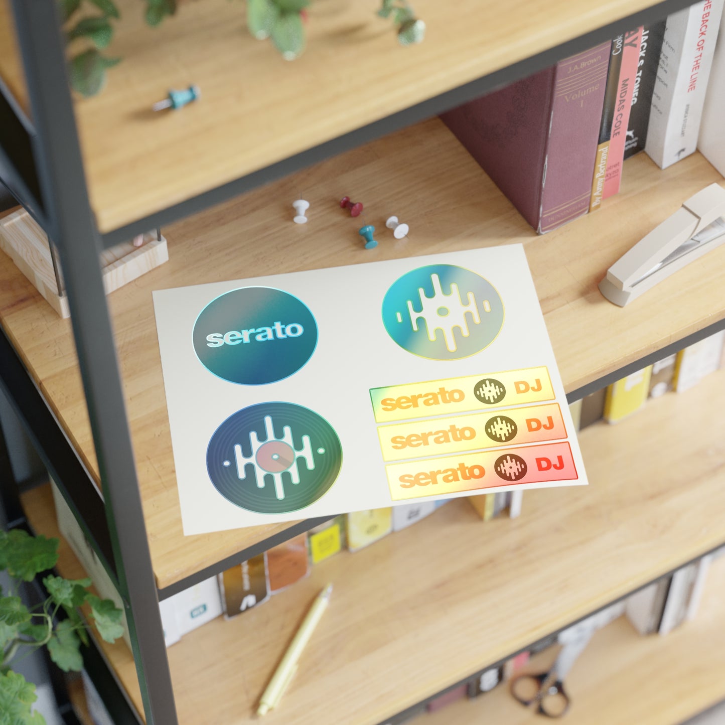 Serato DJ Logo Sticker Sheet — Vinyl Music Producer Decals (Record & Wave Icons)