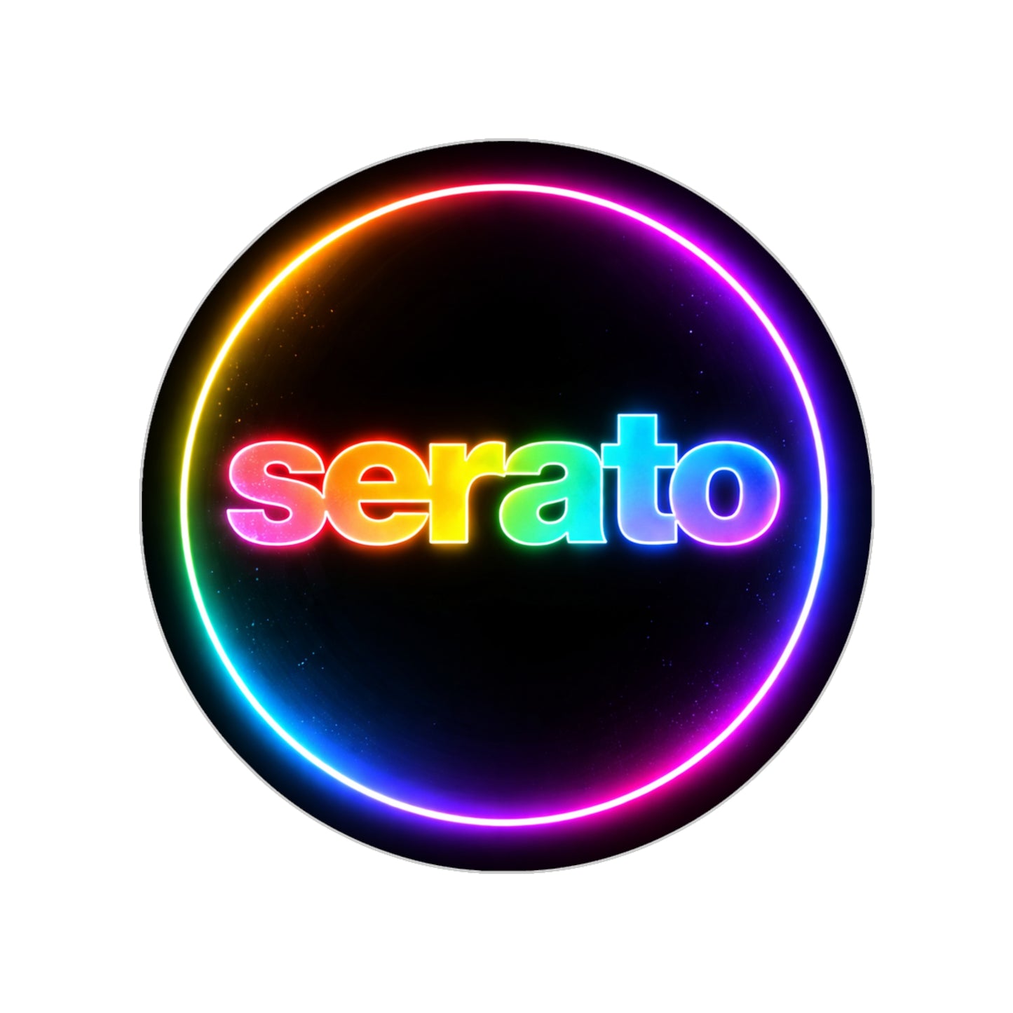 Serato Rainbow Neon Round Sticker — Waterproof Outdoor Vinyl