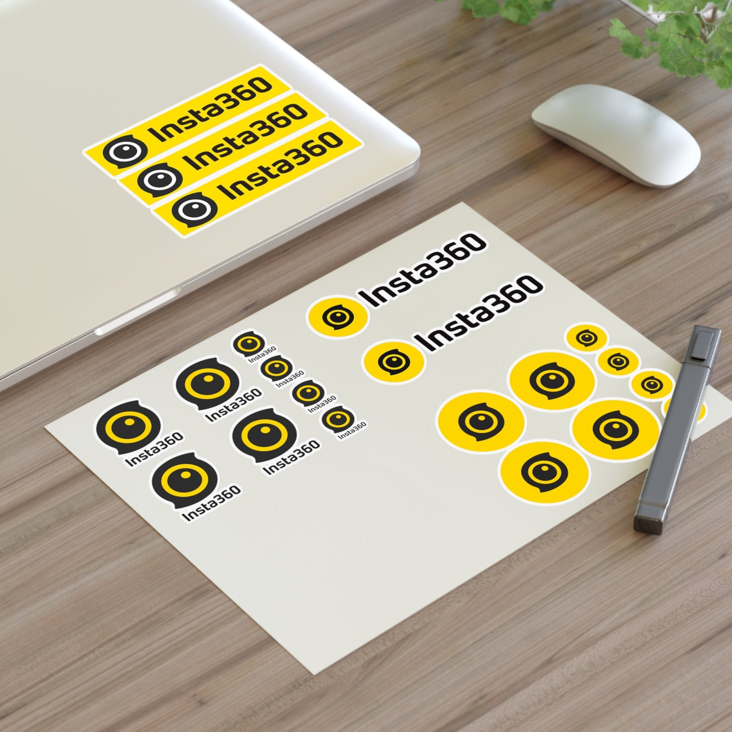 Insta360 Logo Sticker Sheet — Yellow Camera Decal Set