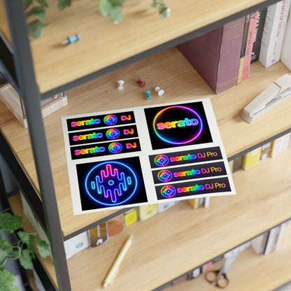 Serato DJ Neon Logo Sticker Sheet — Rainbow DJ Equipment Decals