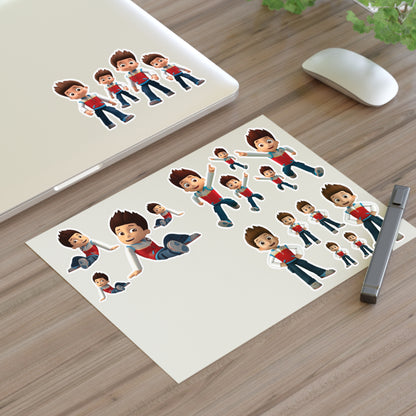 Cartoon Boy Character Sticker Sheet – Playful Kids Decorative Decals