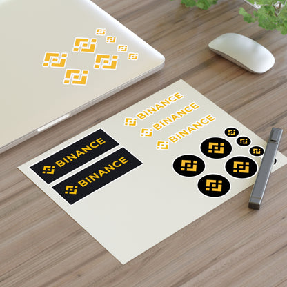 Binance Crypto Logo Sticker Sheet — Cryptocurrency Decal Pack