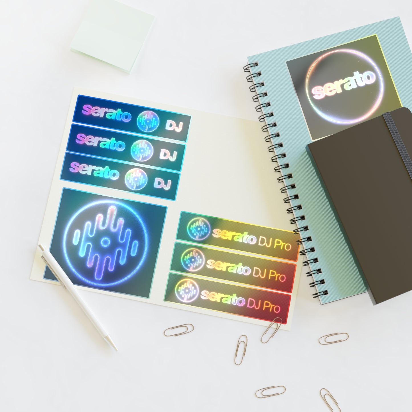 Serato DJ Neon Logo Sticker Sheet — Rainbow DJ Equipment Decals