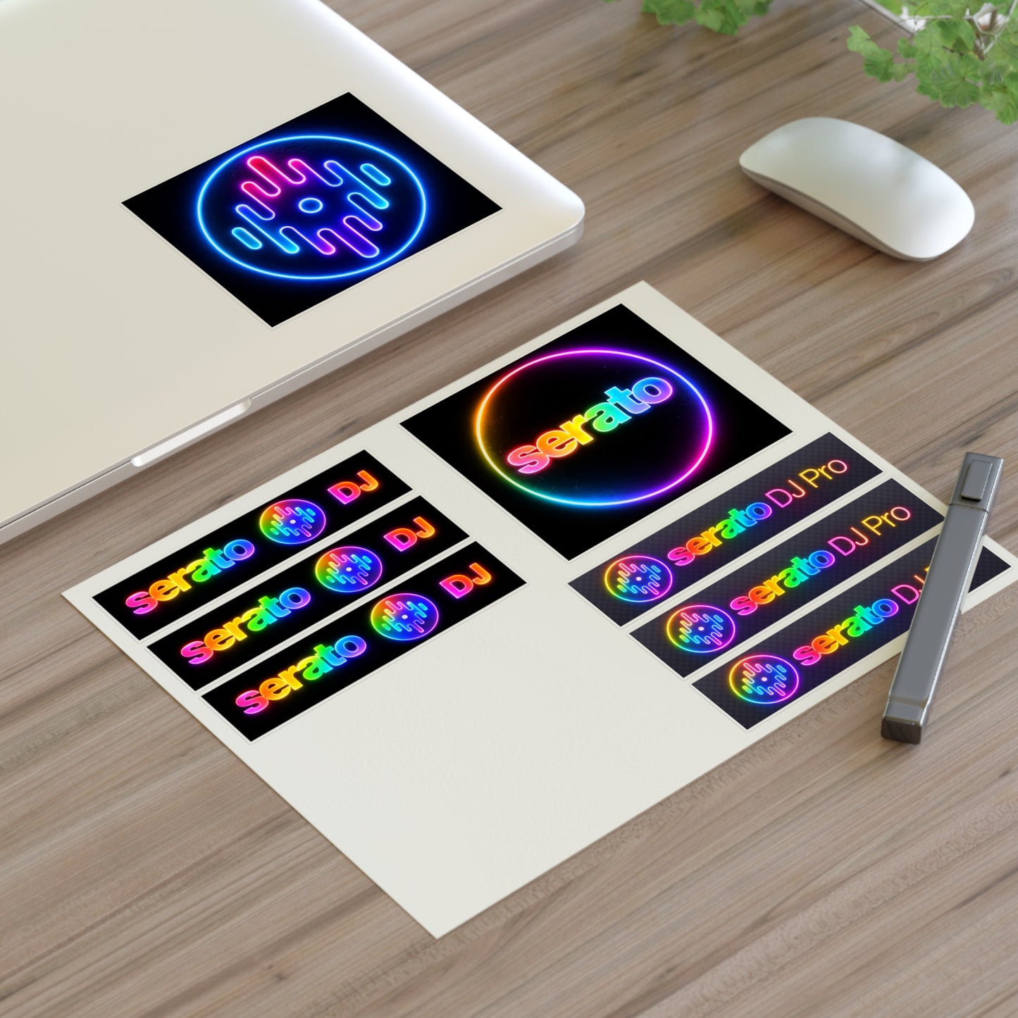 Serato DJ Neon Logo Sticker Sheet — Rainbow DJ Equipment Decals