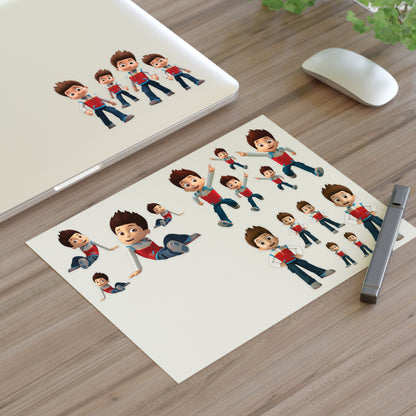 Cartoon Boy Character Sticker Sheet – Playful Kids Decorative Decals