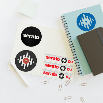 Serato DJ Logo Sticker Sheet — Vinyl Music Producer Decals (Record & Wave Icons)