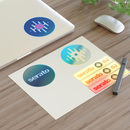 Serato DJ Logo Sticker Sheet — Vinyl Music Producer Decals (Record & Wave Icons)