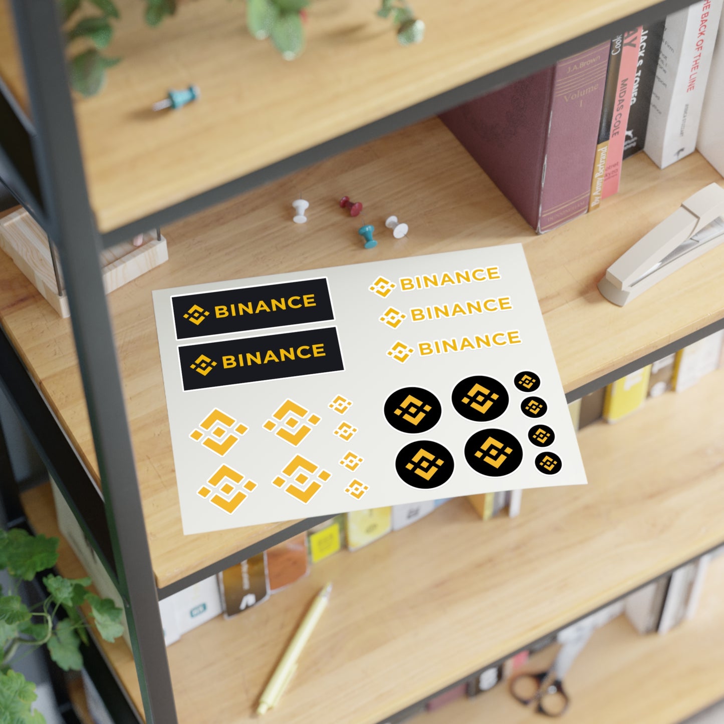 Binance Crypto Logo Sticker Sheet — Cryptocurrency Decal Pack