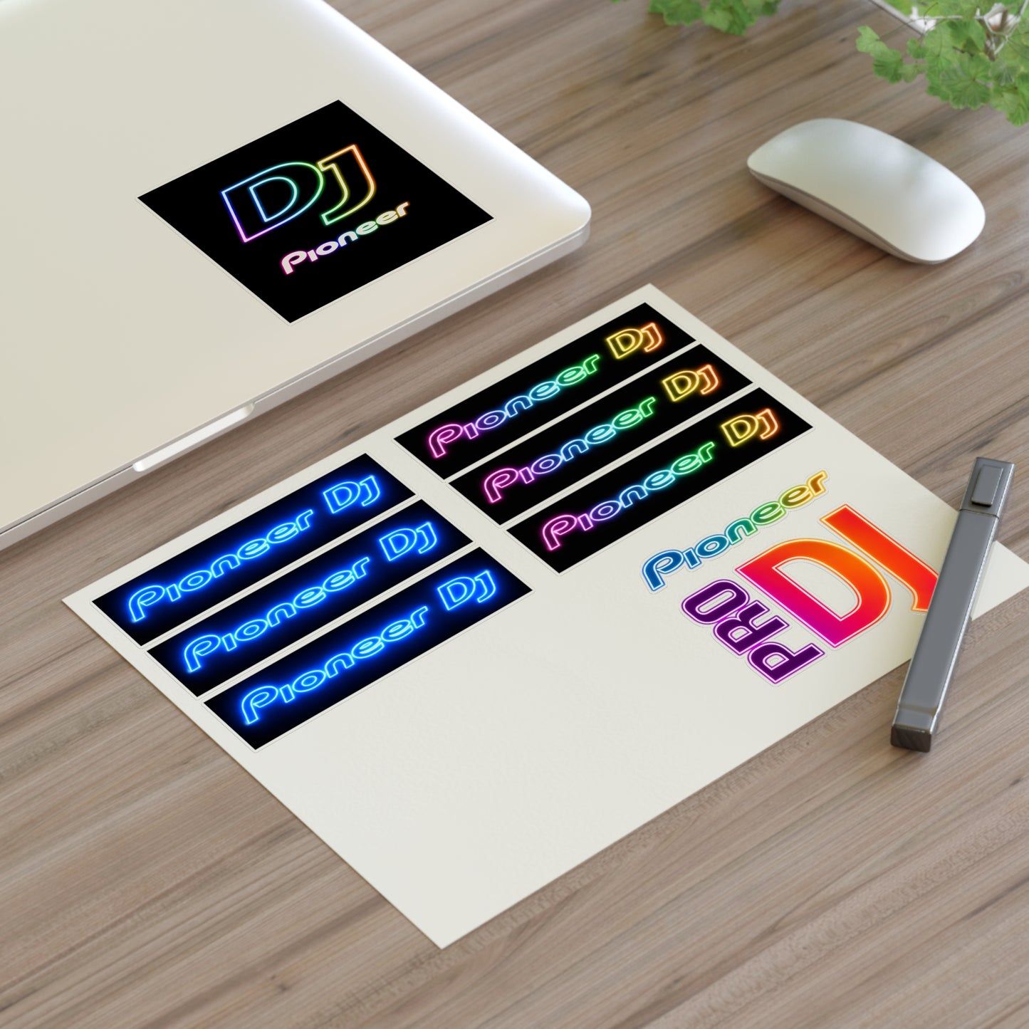 Pioneer DJ Neon Logo Sticker Sheet — Pro DJ Vinyl Decals